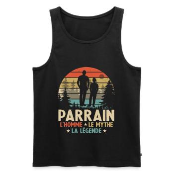 Parrain L'homme Le Mythe La Légende - Débardeur bio Premium Homme - noir - Devant - Michal (187cm)