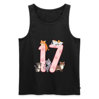 17th Birthday Girl Cats Outfit 17 years old - Men's Premium Organic Tank Top - black - Front - AI Model Male 178 light (178cm)