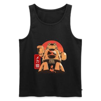 Cat Mech Robot Anime Mécanique Japonaise - Débardeur bio Premium Homme - noir - Devant - AI Model Male 178 light (178cm)