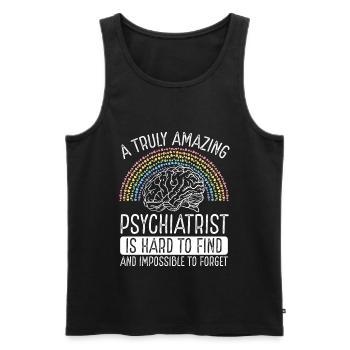 Psychiatrist Badge Reel Psychiatrist Psychology - Men's Premium Organic Tank Top - black - Front - AI Model Male 178 light (178cm)