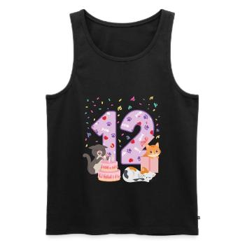 12ème anniversaire Girl Cats Outfit 12 ans - Débardeur bio Premium Homme - noir - Devant - AI Model Male 178 light (178cm)