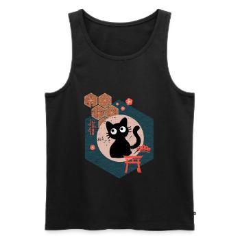 Cat Owner Gift Japanese Cat - Men's Premium Organic Tank Top - black - Front - AI Model Male 178 light (178cm)