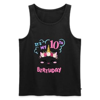 10. Geburtstag Mädchen Outfit Einhorn Katze - Männer Premium Bio Tank Top - Schwarz - Vorne - Michal (187cm)