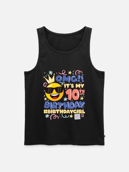 Omg! it's my 10th birthday girl emoticon - Men's Premium Organic Tank Top - black