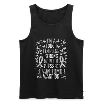 Brain Tumor Awareness Ribbon Cancer Warrior - Men's Premium Organic Tank Top - black - Front - Michal (187cm)