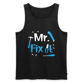 M. Fix It Carpenter Handyman Plombier Papa Day - Débardeur bio Premium Homme - noir - Devant - AI Model Male 178 light (178cm)