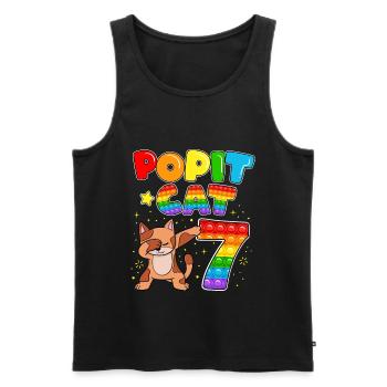 Pop it Cat Glückliche 7. Katze Geburtstag Sieben - Männer Premium Bio Tank Top - Schwarz - Vorne - AI Model Male 178 light (178cm)