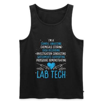 Technicien Labratory Medical Funny Lab Tech - Débardeur bio Premium Homme - noir - Devant - Michal (187cm)