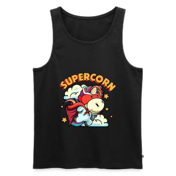 Funny Supercorn Unicorn Papa Cool Dad - Men's Premium Organic Tank Top - black - Front - AI Model Male 178 light (178cm)