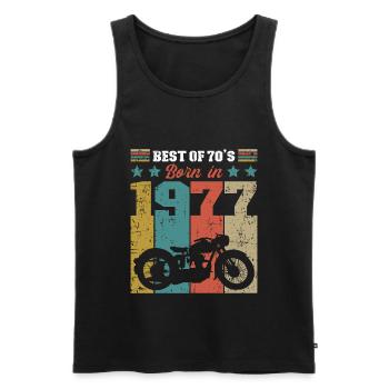 Best Of 70's Geboren 1977 Vintage Motorcycle Rider - Männer Premium Bio Tank Top - Schwarz - Vorne - Michal (187cm)