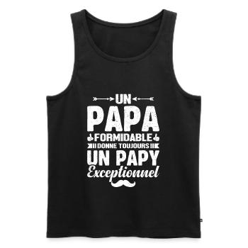 Un Papa Formidable - Papy Exceptionnel Cadeau - Débardeur bio Premium Homme - noir - Devant - AI Model Male 178 light (178cm)
