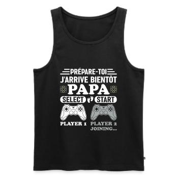 Bientôt Papa Annonce Grossesse Futur Père Gamer - Débardeur bio Premium Homme - noir - Devant - Michal (187cm)