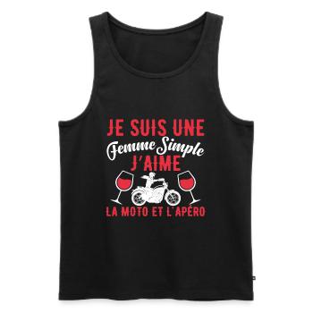 Femme Simple Qui Aime La Moto Et L'apéro - Débardeur bio Premium Homme - noir - Devant - Michal (187cm)