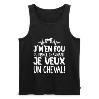 Je M'en Fou Du Prince Charmant Je Veux Un Cheval - Débardeur bio Premium Homme - noir - Devant - Michal (187cm)