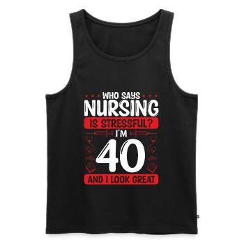 Nurse Appreciation 40th Birthday 40 Years Old - Men's Premium Organic Tank Top - black - Front - Michal (187cm)