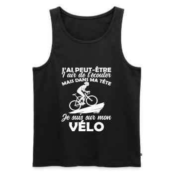 Cyclisme Dans Ma Tête Je suis sur Mon Vélo Humour - Débardeur bio Premium Homme - noir - Devant - AI Model Male 178 light (178cm)