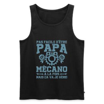 Papa Et Mécano À La Fois Mais Ça Va Je Gère - Débardeur bio Premium Homme - noir - Devant - AI Model Male 178 light (178cm)