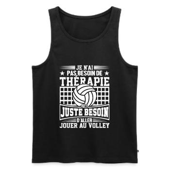 Pas Besoin De Thérapie Je Veux Jouer Au Volley - Débardeur bio Premium Homme - noir - Devant - Michal (187cm)