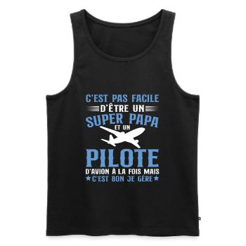 Je Suis Un Super Papa Et Pilote D'avion - Débardeur bio Premium Homme - noir - Devant - AI Model Male 178 light (178cm)