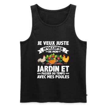 J'veux Juste M'occuper De Mon Jardin Et Mes Poules - Débardeur bio Premium Homme - noir - Devant - AI Model Male 178 light (178cm)