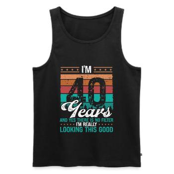 40e anniversaire Pas de filtre Drôle 40 ans - Débardeur bio Premium Homme - noir - Devant - Michal (187cm)