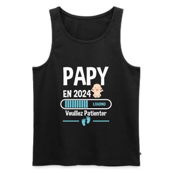 Futur Papy 2024 Grand-père Bébé Grossesse Cadeau - Débardeur bio Premium Homme - noir - Devant - Michal (187cm)