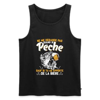 Ne Me Dérange Pas Quand Je Pêche Cadeau Pêcheur - Débardeur bio Premium Homme - noir - Devant - Michal (187cm)