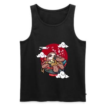Drôle de paresseux mange des ramen kawaii japonais - Débardeur bio Premium Homme - noir - Devant - Michal (187cm)