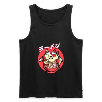 Lustige Katze Isst Ramen Niedliches Japanisches - Männer Premium Bio Tank Top - Schwarz - Vorne - AI Model Male 178 light (178cm)