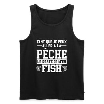 Je Peux Aller À La Pêche Le Reste Je M'en Fish - Débardeur bio Premium Homme - noir - Devant - AI Model Male 178 light (178cm)