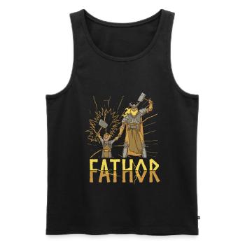 Fathor Viking Papa Valkyrie Guerrier Hache Fête des Pères - Débardeur bio Premium Homme - noir - Devant - Michal (187cm)