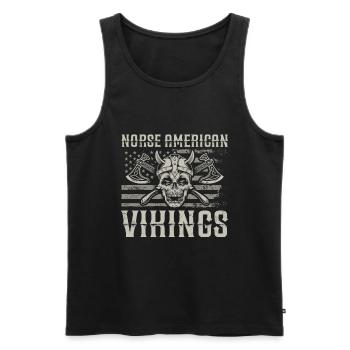 Vikings américains nordiques Us Independence Day - Débardeur bio Premium Homme - noir - Devant - AI Model Male 178 light (178cm)