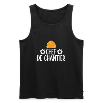 Chef De Chantier - Débardeur bio Premium Homme - noir - Devant - AI Model Male 178 light (178cm)