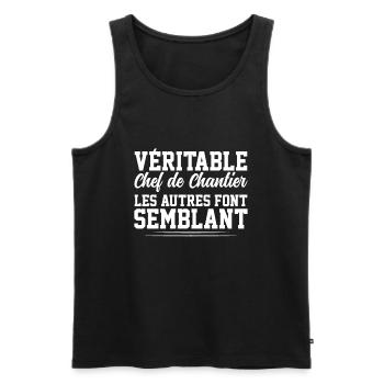 Véritable Chef De Chantier Pas Comme Les Autres - Débardeur bio Premium Homme - noir - Devant - Michal (187cm)