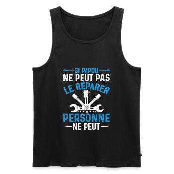 Si Papou Ne Peut Pas Le Réparer Personne Ne Peut - Débardeur bio Premium Homme - noir - Devant - Michal (187cm)