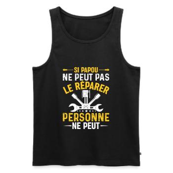 Si Papou Ne Peut Pas Le Réparer Personne Ne Peut - Débardeur bio Premium Homme - noir - Devant - Michal (187cm)