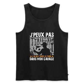 Je Peux Pas J'ai Des Trucs À Faire Dans Mon Garage - Débardeur bio Premium Homme - noir - Devant - Michal (187cm)
