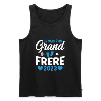 Je Vais Être Grand Frère 2023 - Débardeur bio Premium Homme - noir - Devant - Michal (187cm)