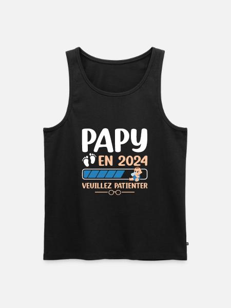 Papy En 2024 Veuillez Patienter - Débardeur bio Premium Homme - noir