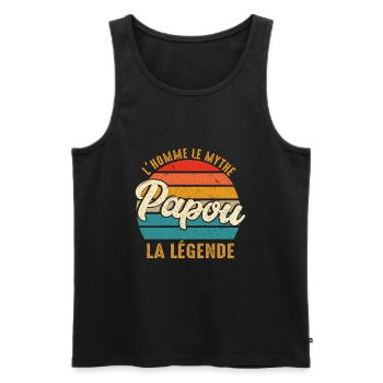 Papou L'homme Le Mythe La Légende - Débardeur bio Premium Homme - noir - Devant - Michal (187cm)