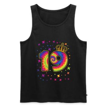 Tie-dye 19. Geburtstagsfeier 19 Jahre Alter - Männer Premium Bio Tank Top - Schwarz - Vorne - AI Model Male 178 light (178cm)