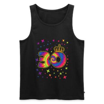 Tie-dye Fête du 30e anniversaire 30 ans - Débardeur bio Premium Homme - noir - Devant - AI Model Male 178 light (178cm)