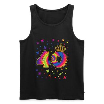 Tie-dye 40th birthday party 40 years old - Men's Premium Organic Tank Top - black - Front - AI Model Male 178 light (178cm)