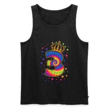 Tie-dye 3ème fête d’anniversaire 3 ans - Débardeur bio Premium Homme - noir - Devant - AI Model Male 178 light (178cm)
