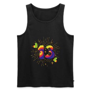 Tie-dye 13e anniversaire 13 ans - Débardeur bio Premium Homme - noir - Devant - Michal (187cm)