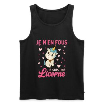 Je M'en Fous Je Suis Une Licorne - Débardeur bio Premium Homme - noir - Devant - AI Model Male 178 light (178cm)