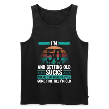 50 Year Old Humor Vintage Funny 50th Birthday - Männer Premium Bio Tank Top - Schwarz - Vorne - Michal (187cm)