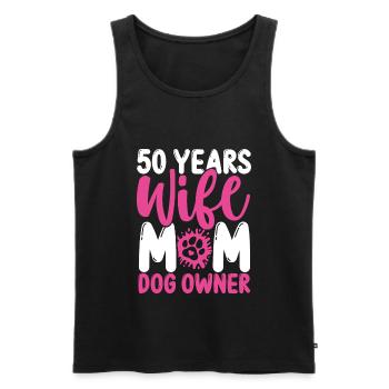 Femme de 50 ans Maman Propriétaire de chien 50e anniversaire - Débardeur bio Premium Homme - noir - Devant - Michal (187cm)