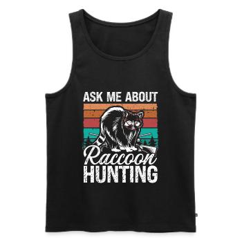Hunting Vintage Posez-moi des questions sur Raccoon Hunting - Débardeur bio Premium Homme - noir - Devant - Michal (187cm)