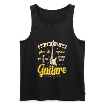 Mon Plan De Retraite C'est Jouer De Guitare - Débardeur bio Premium Homme - noir - Devant - Michal (187cm)